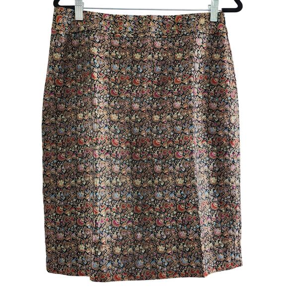 WDNY Jacquard Floral Dress Trench Coat and Pencil Skirt Shiny Metallic Size 10 - Picture 3 of 10